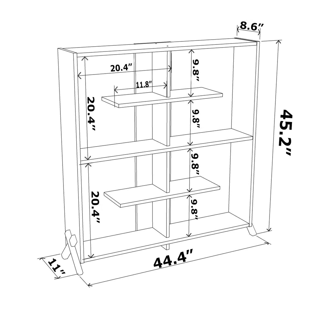 Walnut Yellow 6 Shelf Wood Bookcase A5927