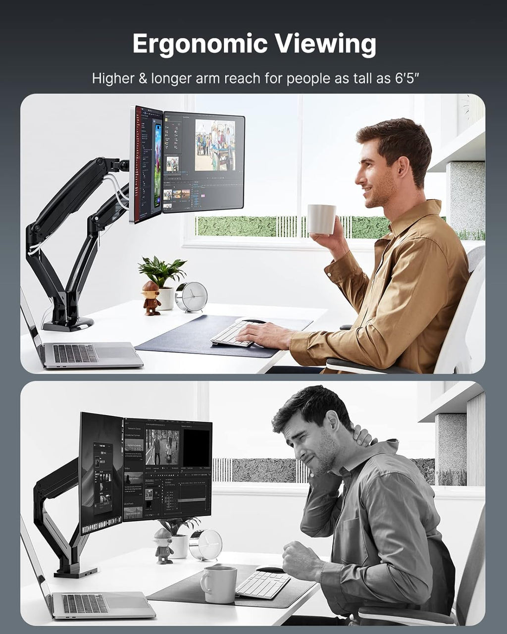Dual Monitor Stand with USB, Height Adjustable, Black S511438