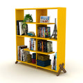 Walnut Yellow 6 Shelf Wood Bookcase A5927