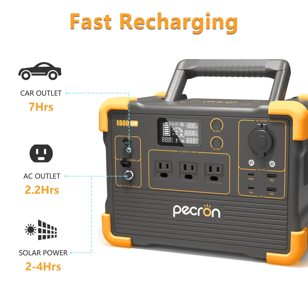 Portable Power Station 614Wh 1200W LiFePO4 Battery Solar Generator R584