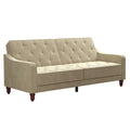 Vintage Tufted Split Back Futon in Taupe Velvet E46014