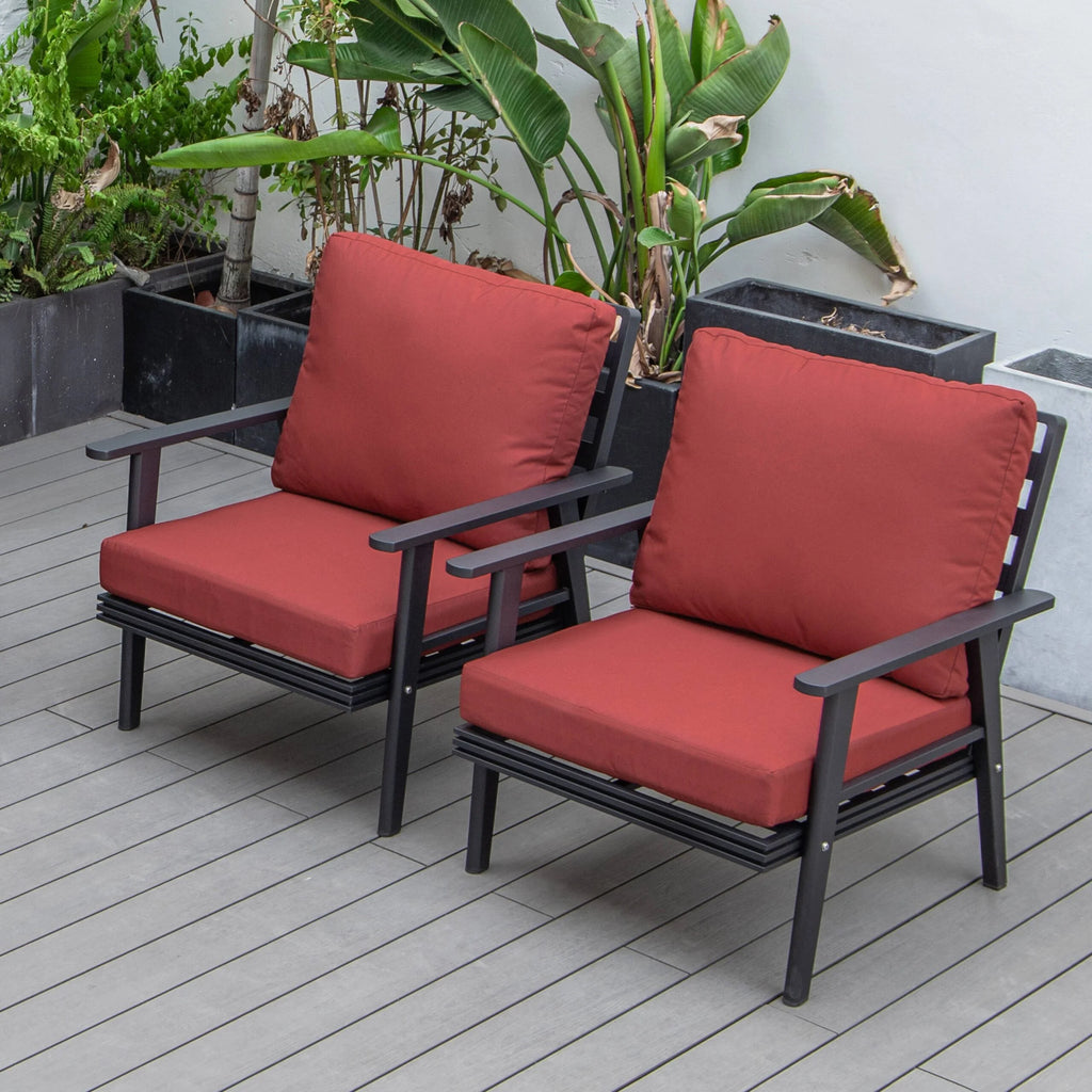 Red Set of 2 Outdoor Patio Armchair with Removable Cushions C79483