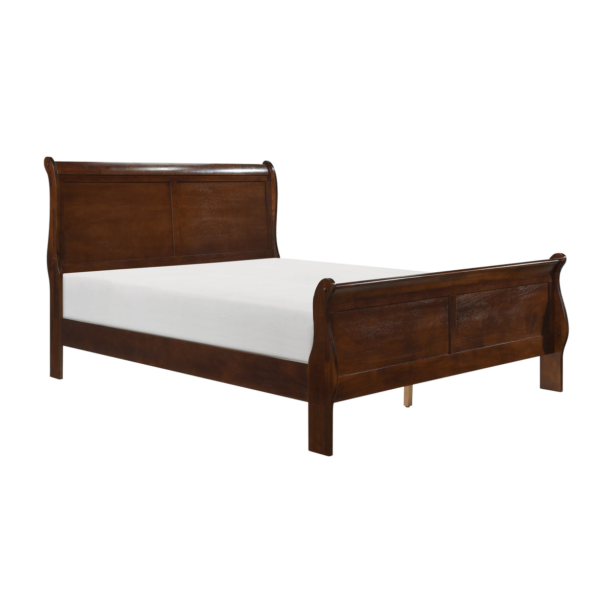 Brown Cherry Finish Sleigh Bed E9036