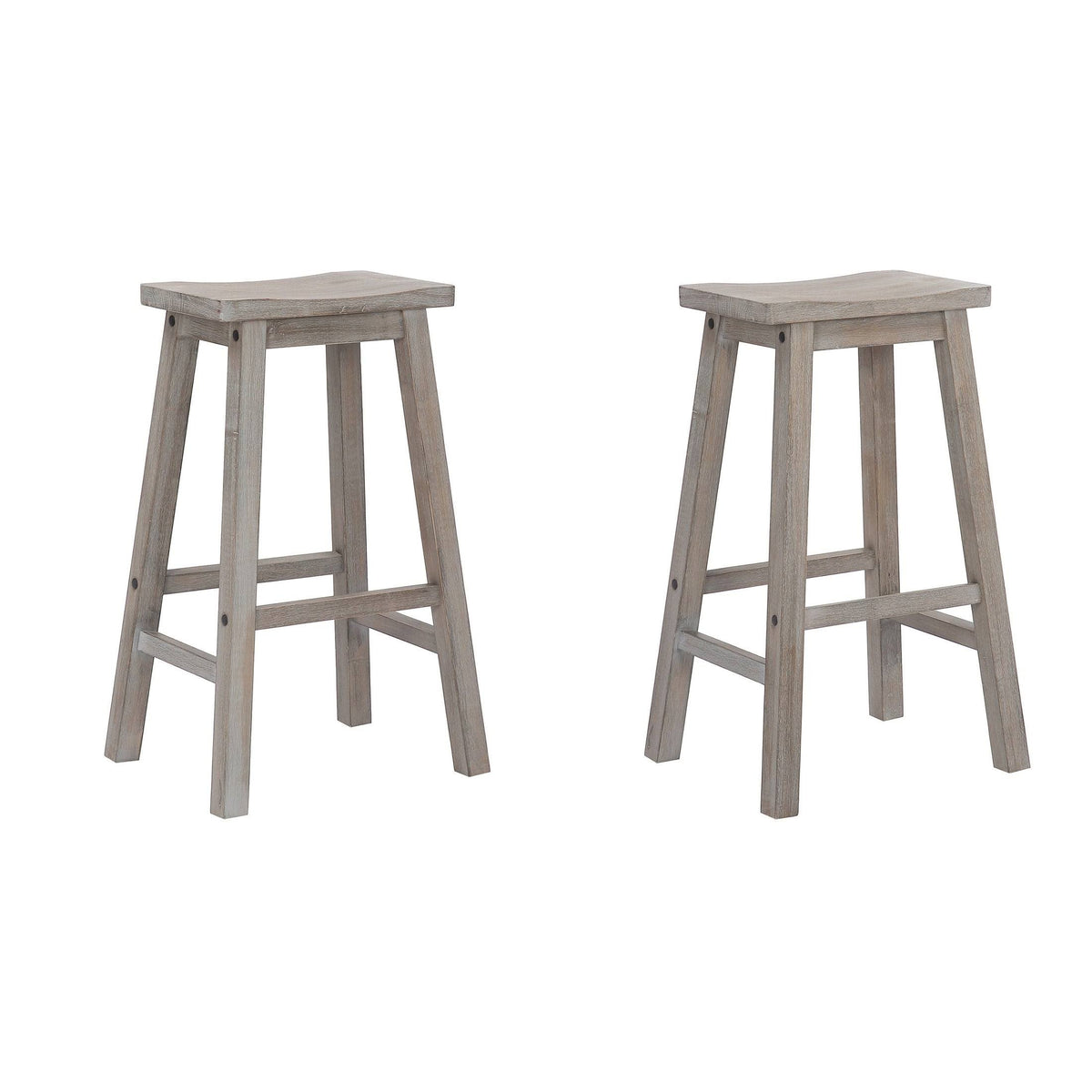 Solid Wood Saddle Bar Stool, Set of 2 - Open Gray J45042
