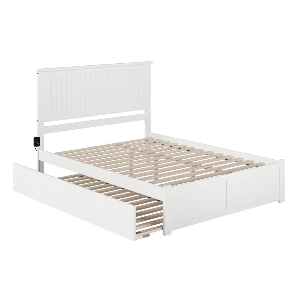 Queen Solid Wood Bed with Twin XL Trundle in White Z119661