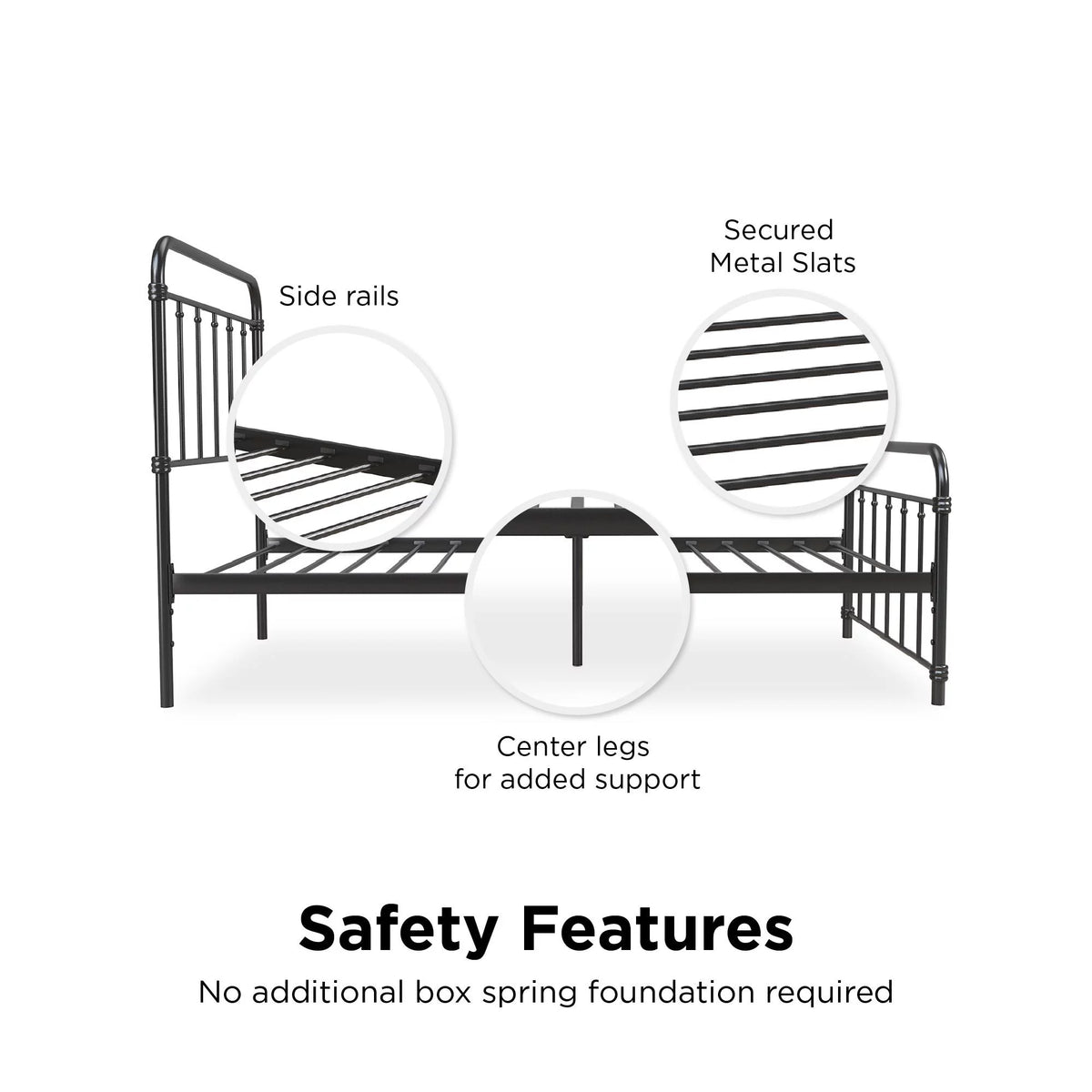 Black Twin Metal Platform Bed Frame G952008