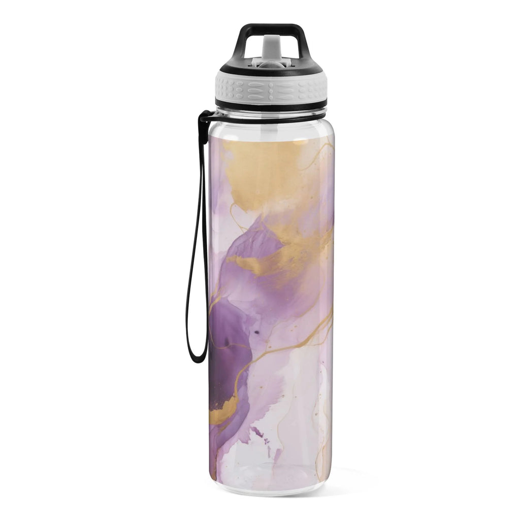 Purple and Gold Marble 32oz Tritan Leakproof Water Bottle with Straw D58140