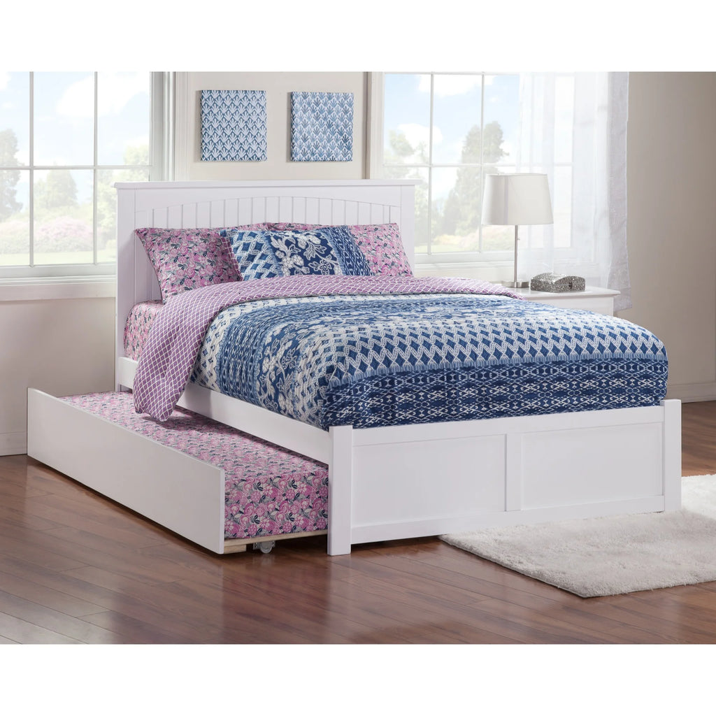 Queen Solid Wood Bed with Twin XL Trundle in White Z119661