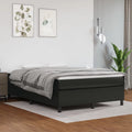 Black Faux Leather Box Spring Bed Frame with Mattress and Topper X274