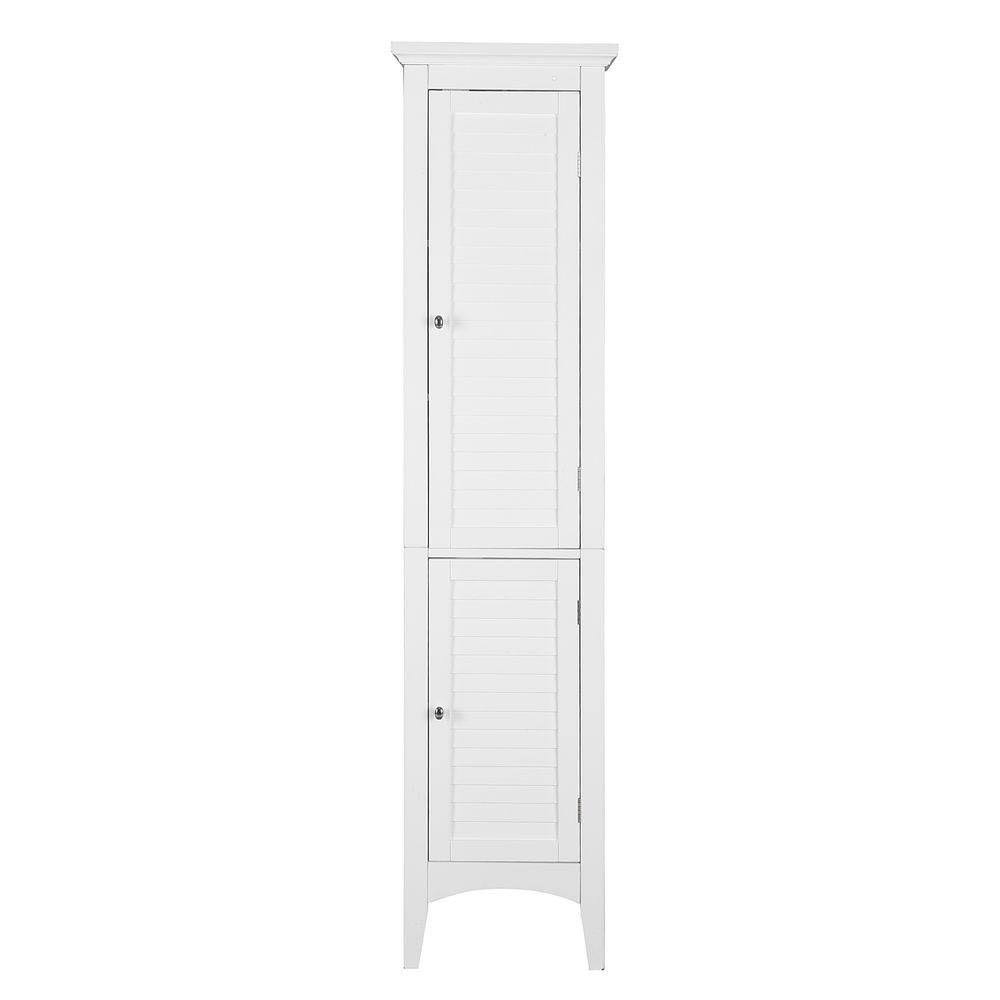 Bathroom Linen Storage Floor Cabinet with 2-Shutter Doors in White M569