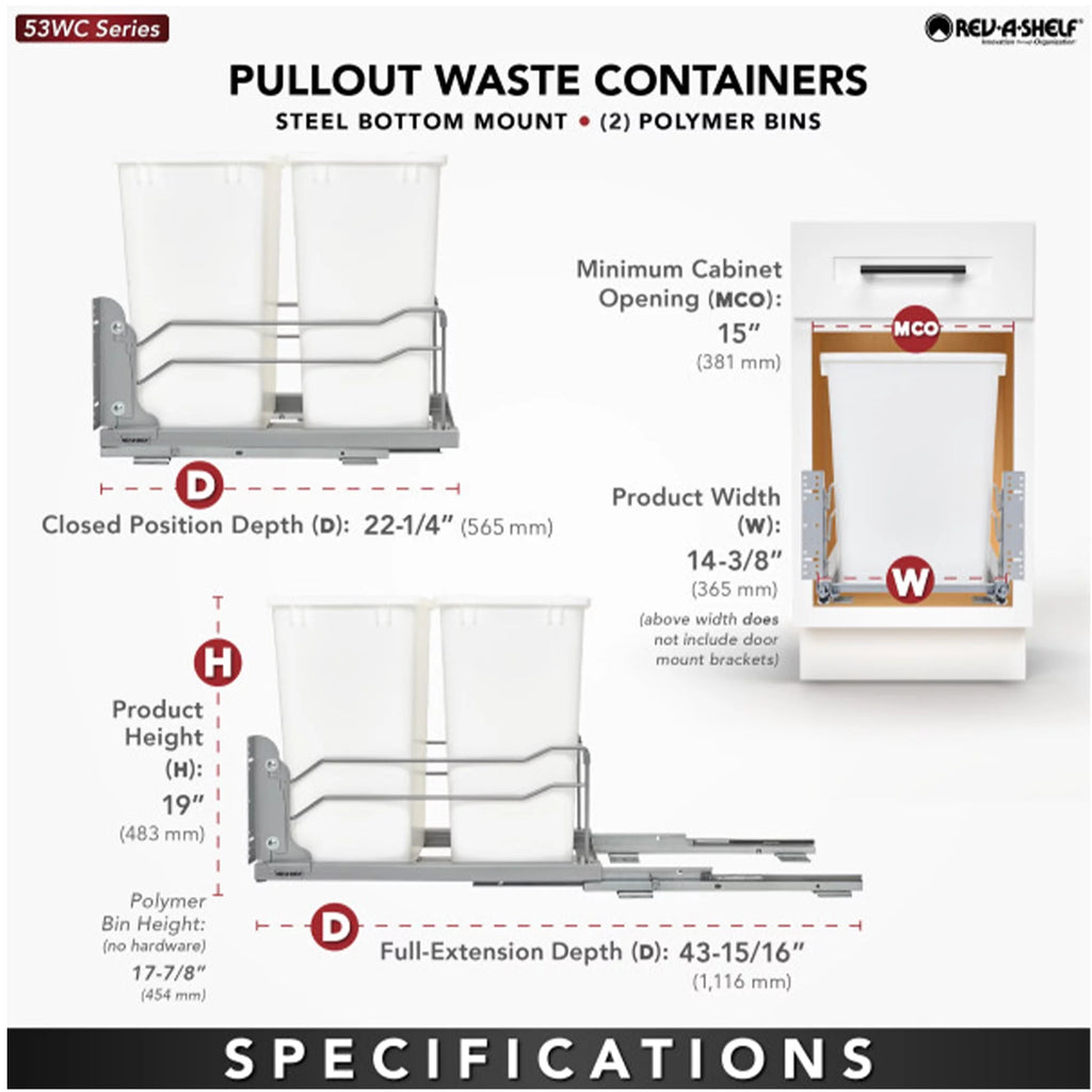 35 Quart Pullout Waste Container Trash Can P535654