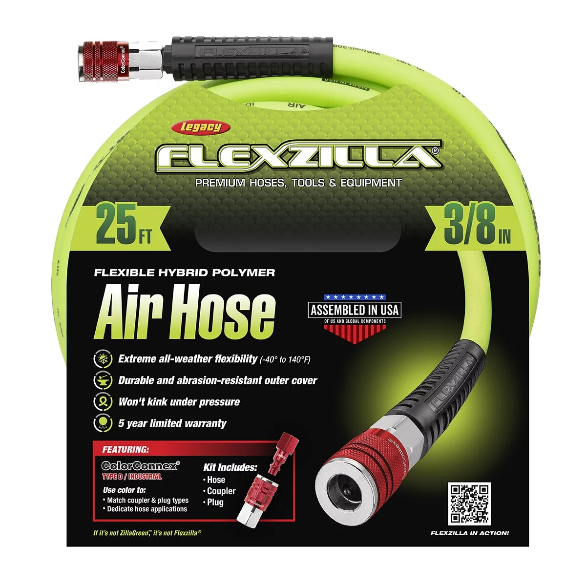 Air Hose Kit, 3-Pc, 3/8" x 25' T96680