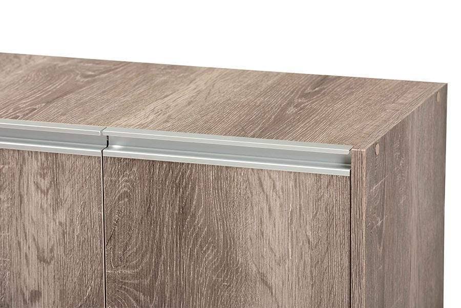 Weathered Oak Finished Wood 2-Door Shoe Cabinet J921952