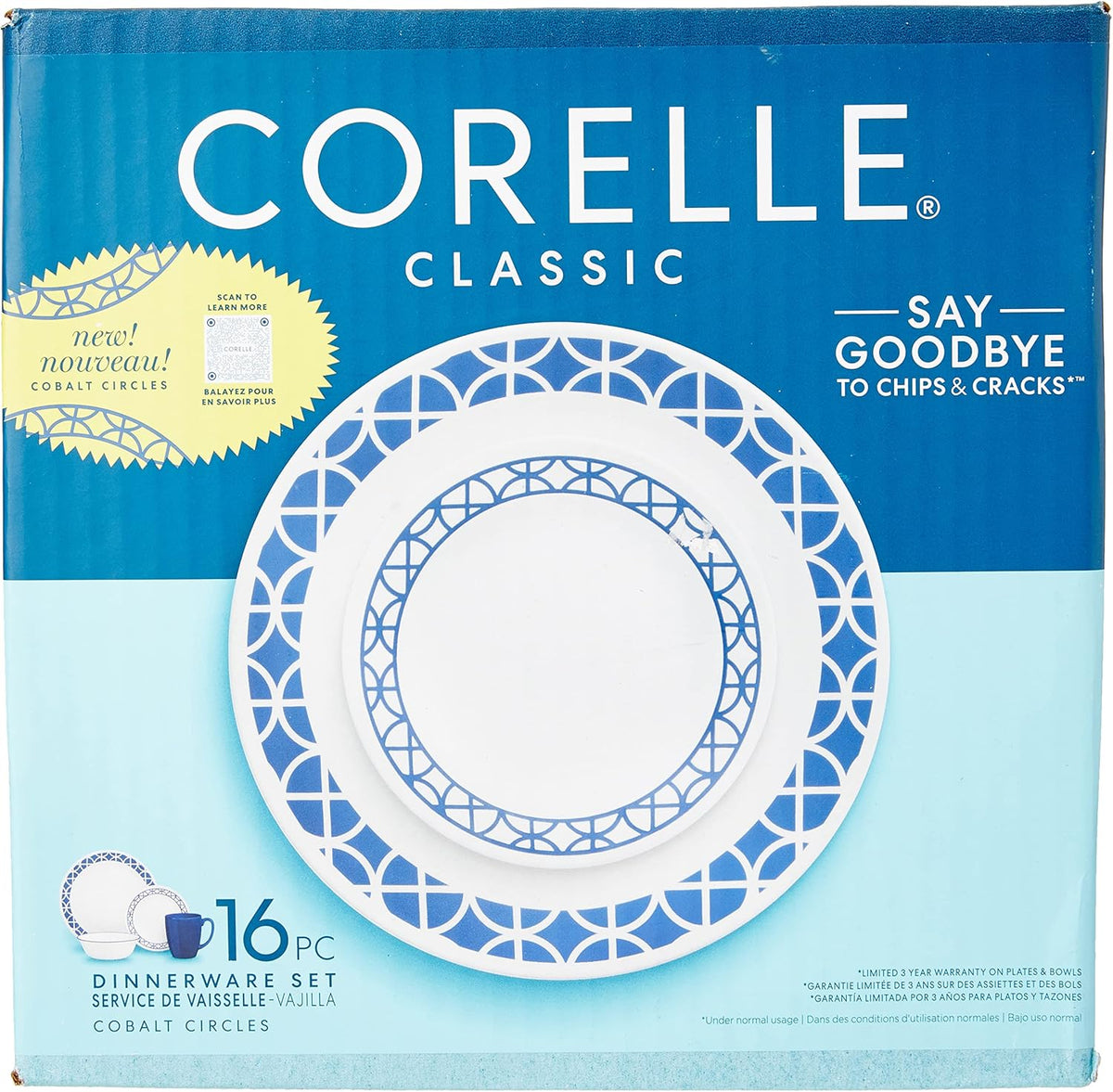 16-Piece Blue Dinnerware Set Service for 4 E482689