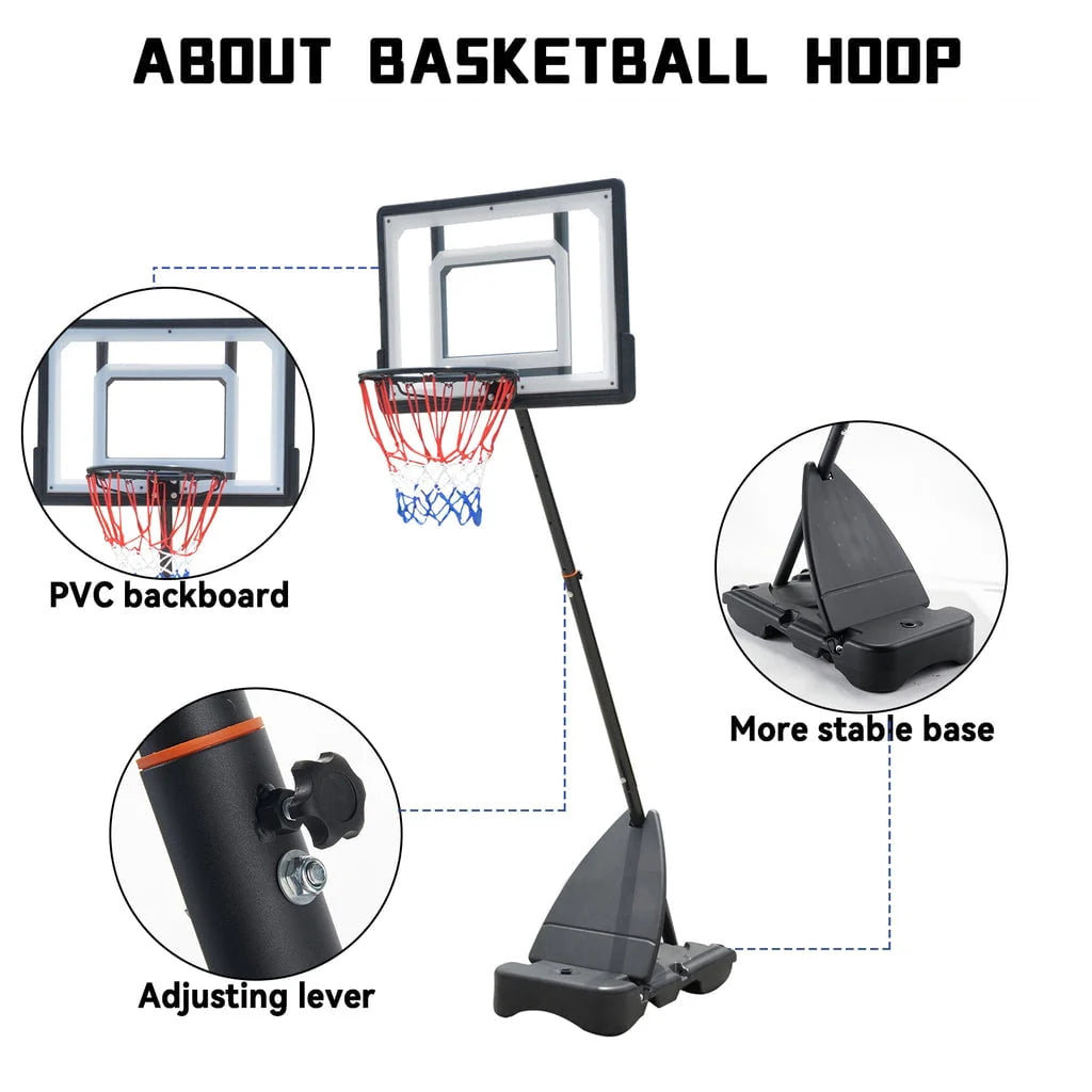 Portable Acrylic Adjustable Height 5-7' Basketball Hoop V832787