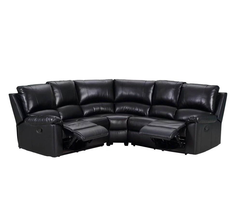 Black Leather Power Reclining Sectional V136