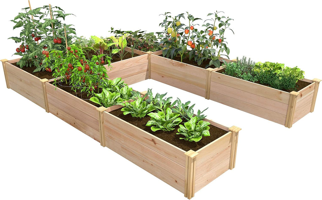 Cedar Raised Garden Bed, 8' x 12' x 16.5" U-Shaped Bed V70048