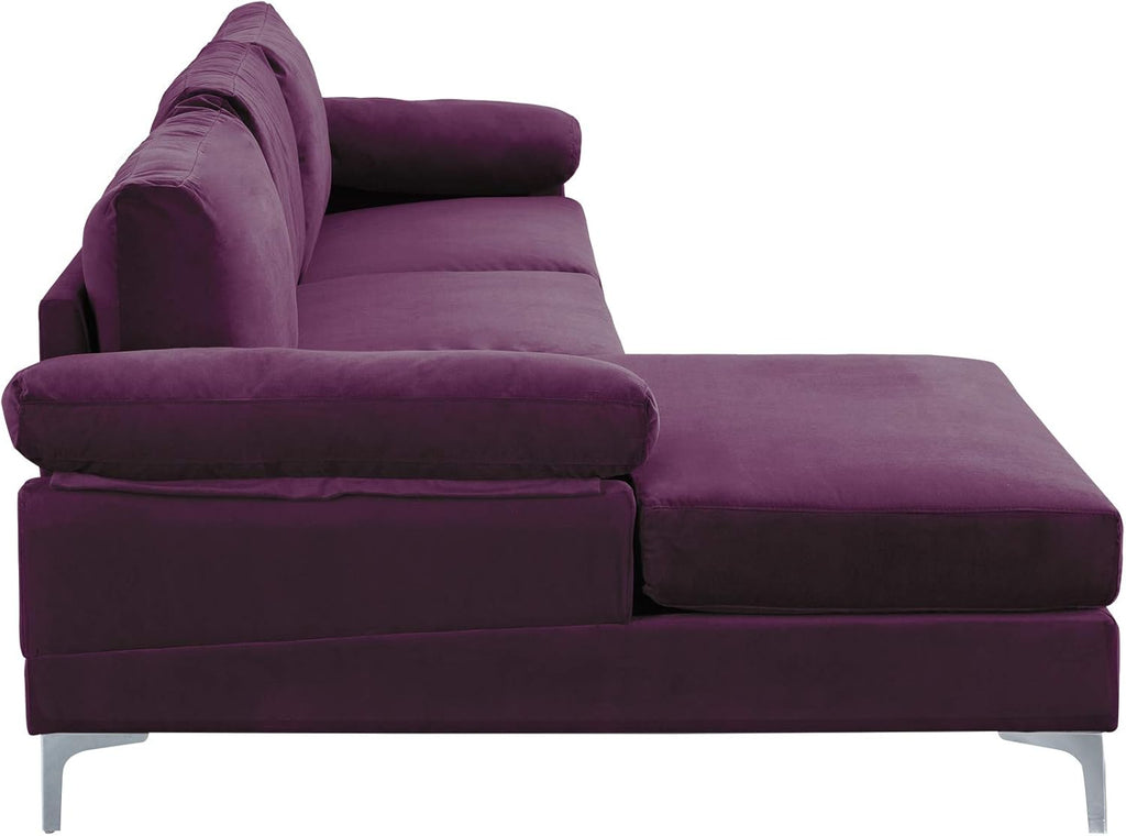 Purple Velvet L-Shape Sectional Sofa C161009