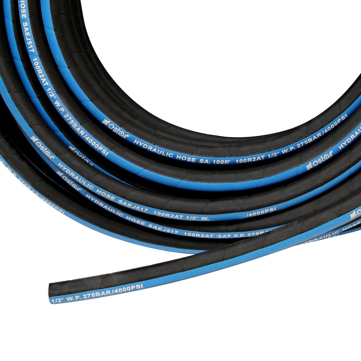 1/2 Inch x 100 Foot Hydraulic Hose with Rubber Protector Sleeve, 4000 PSI S372711