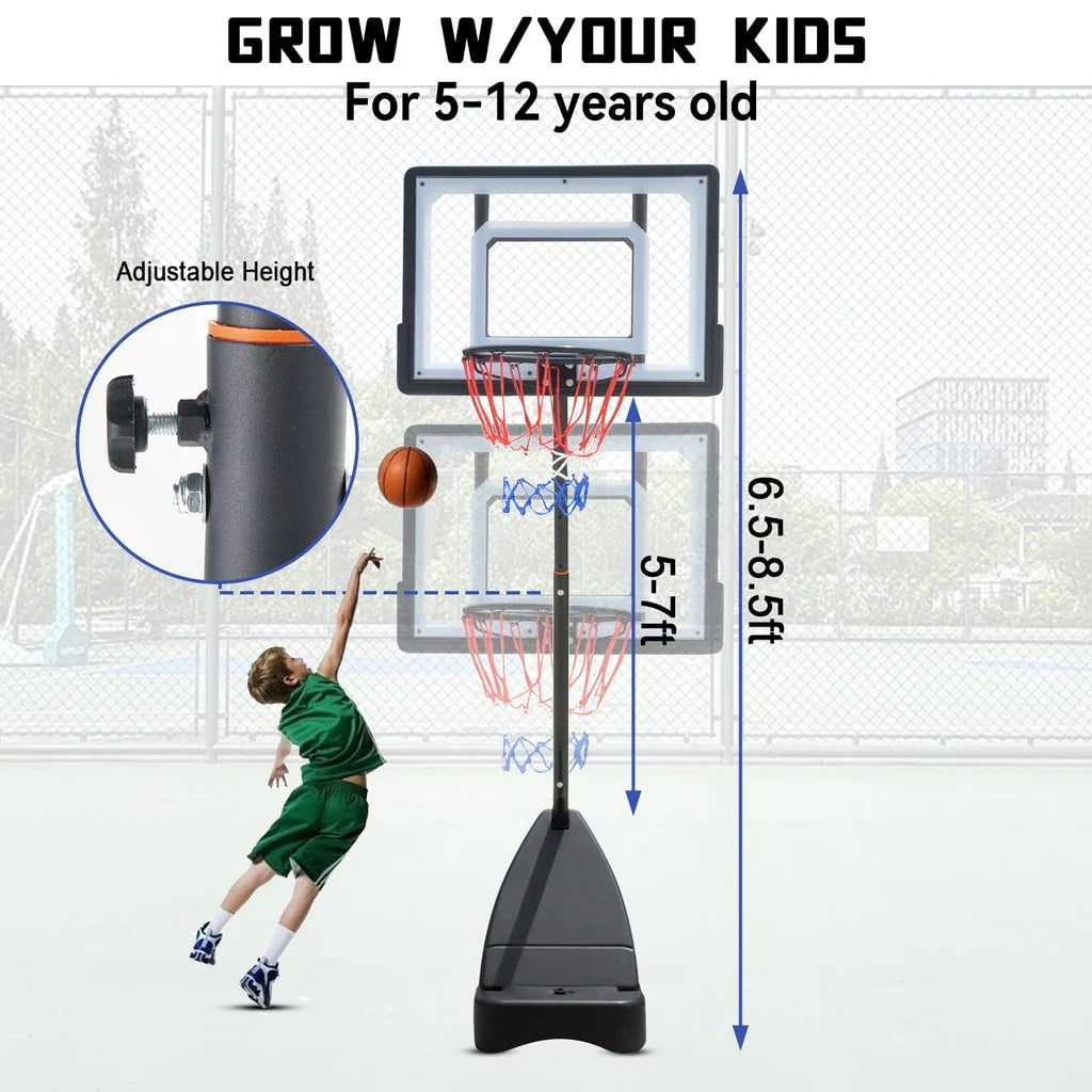 Portable Acrylic Adjustable Height 5-7' Basketball Hoop V832787