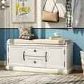 Solid Wood Cabinet Storage Bench White E39446
