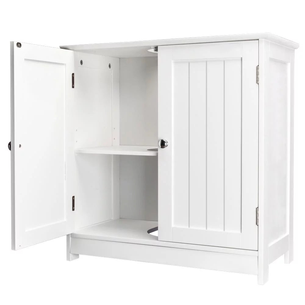 White Bathroom Vanity Cabinet with Double Doors and Adjustable Shelves P188