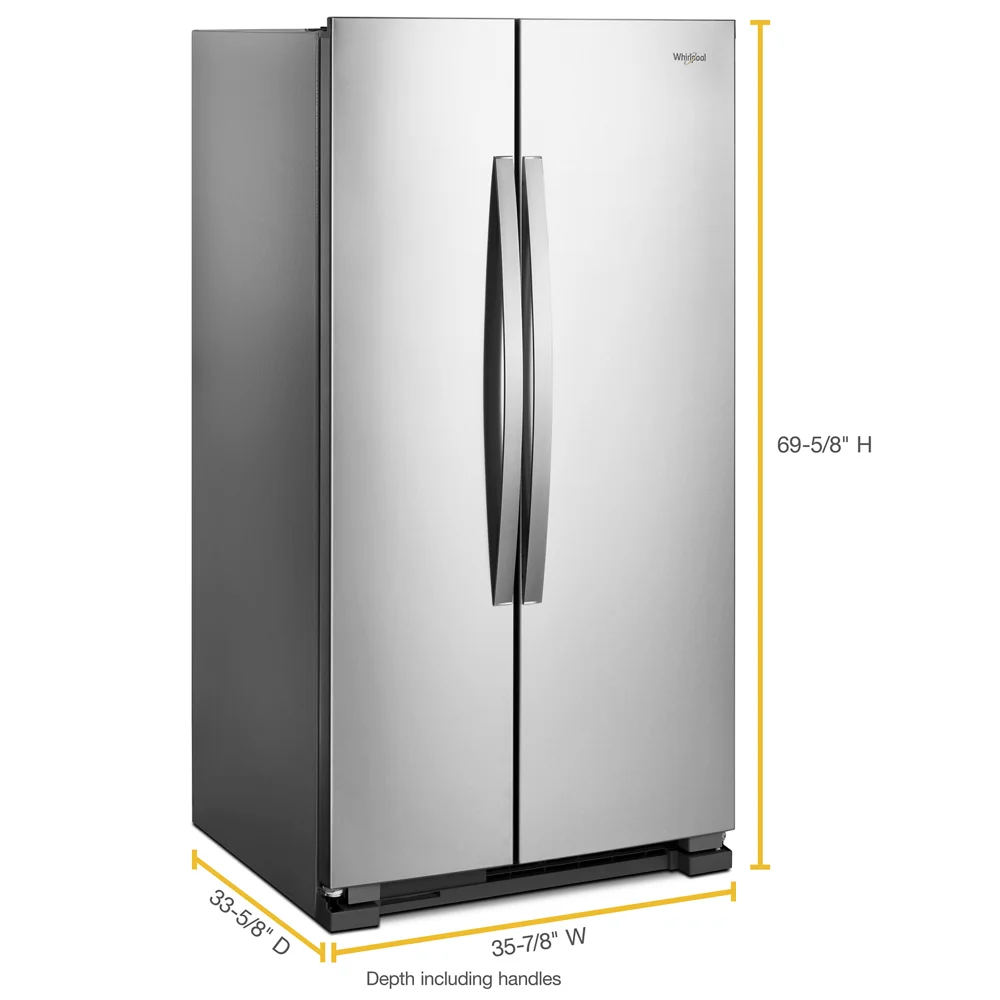 36" Wide 25.1 Cu. Ft. Side By Side Refrigerator Stainless Steel N2535