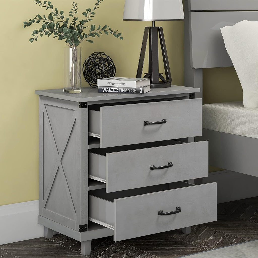 Grey 1 Drawer Wood Nightstand L2748