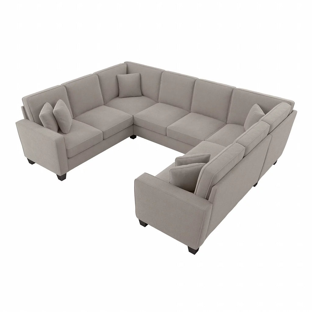 Beige Herringbone Fabric U Shaped Sectional Couch T205237