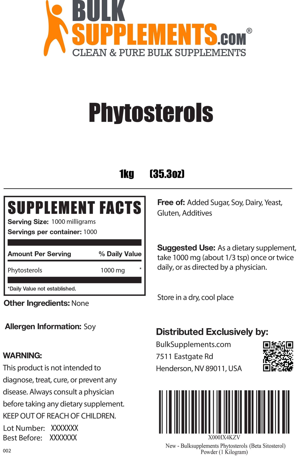 Pure Beta Sitosterol (Phytosterol) Powder (5 Kilogrammes) I6600