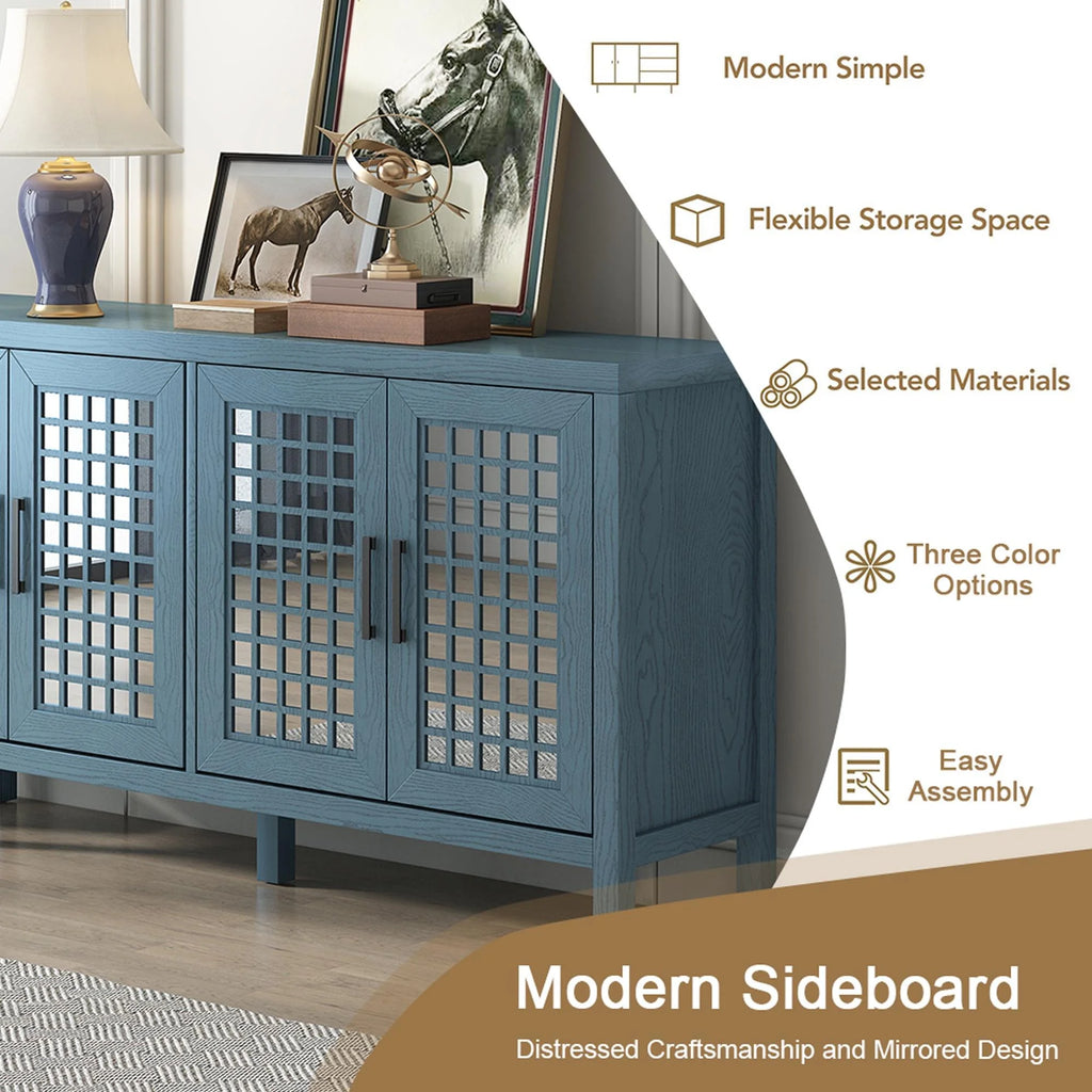 Mirrored 4 Door Wood Accent Cabinet D6791