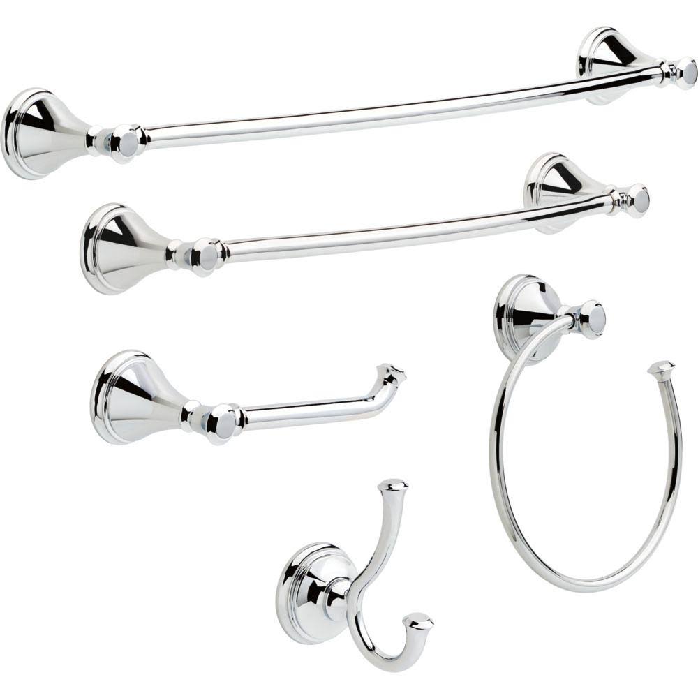 5 Piece Polished Chrome Bathroom Hardware Set E465
