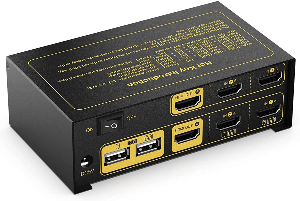 2 Port Dual Monitor HDMI KVM Switch W865717