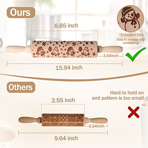 Large Wood Embossed Rolling Pin X329547