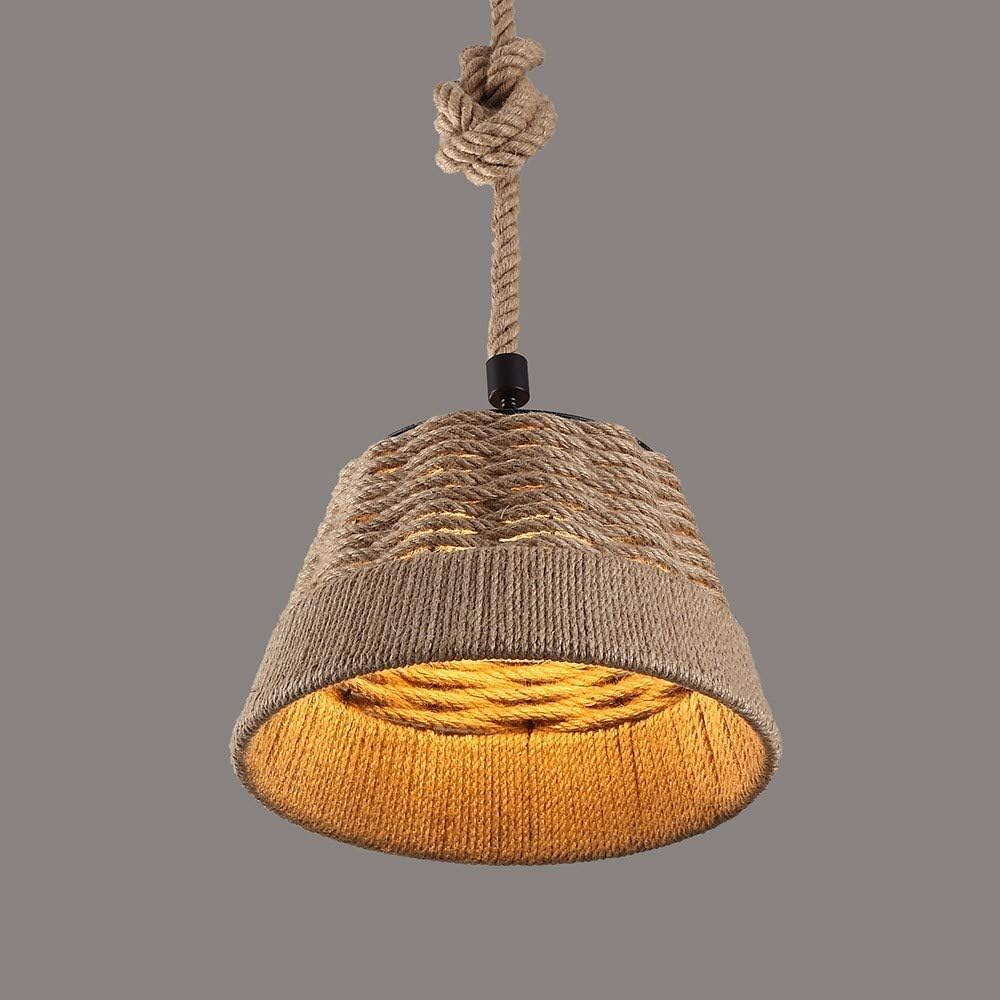 Rustic Nautical Rope Woven Drum Shaded 1-Light Pendant Light S998