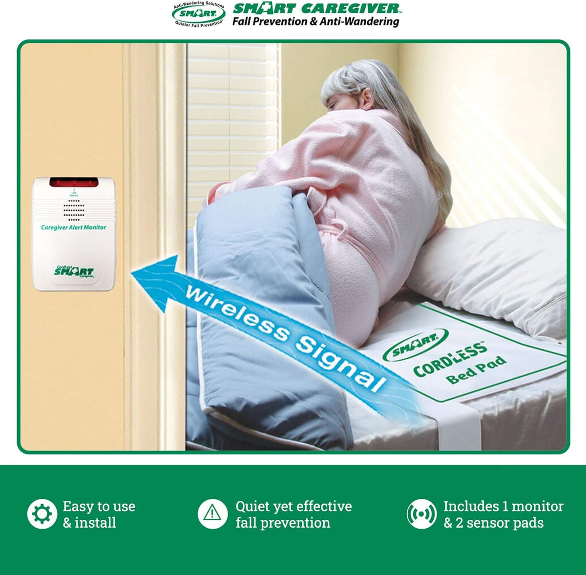 Wireless Alarm with Bed Sensor Pad and Chair Sensor Pad I271