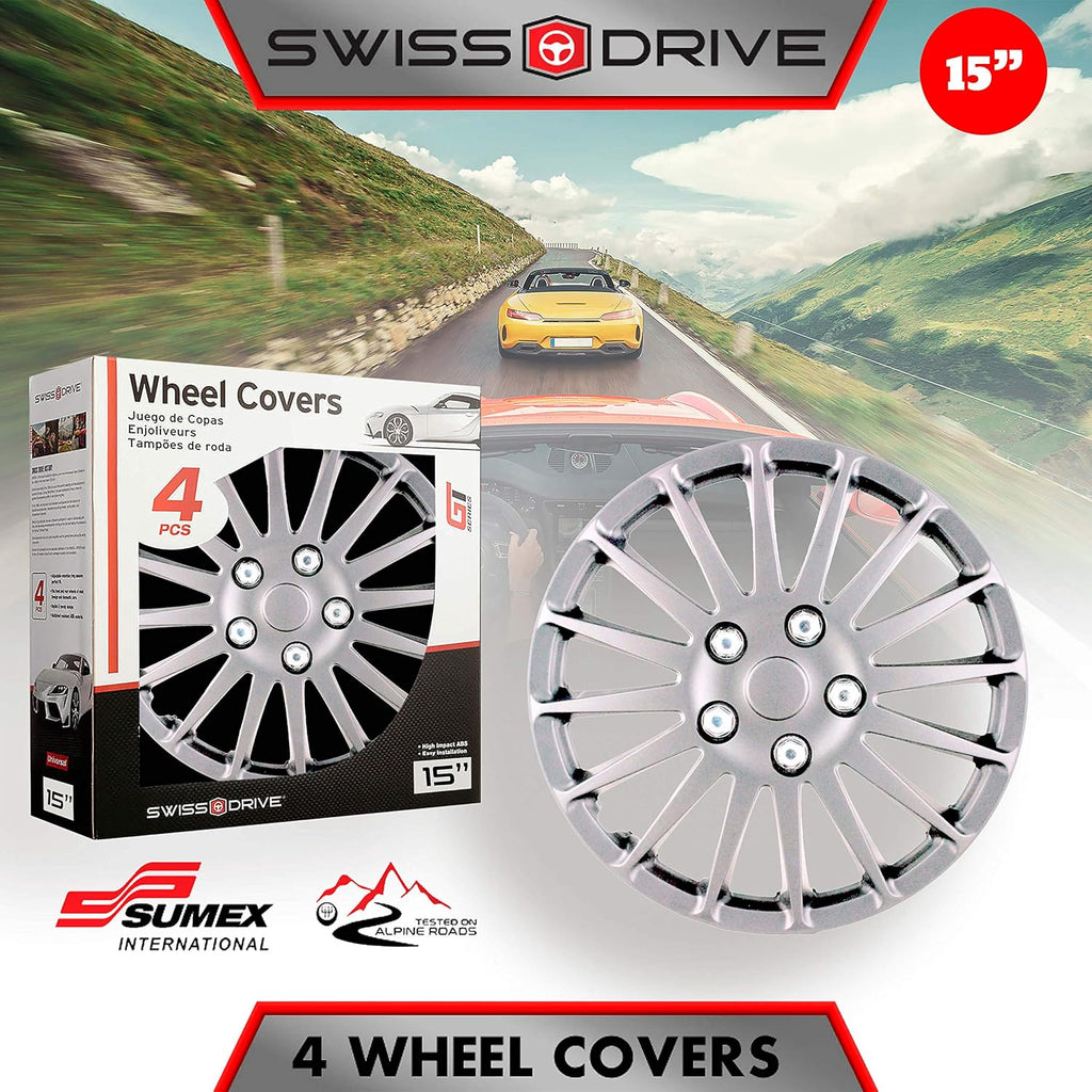 15-Inch Set of 4 Silver Hub Caps K98862