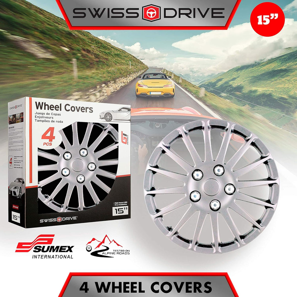 15-Inch Set of 4 Silver Hub Caps K98862