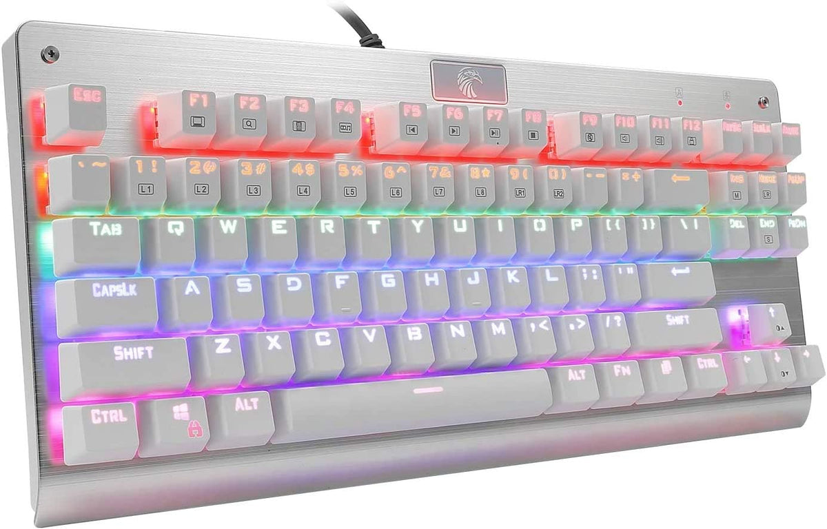 87-Key White Mechanical Keyboard with Red Switches K4388