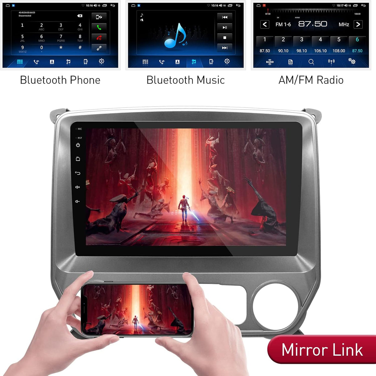 Android 10.0 Car Stereo with Carplay, Bluetooth, AHD Rear View Camera Q9265