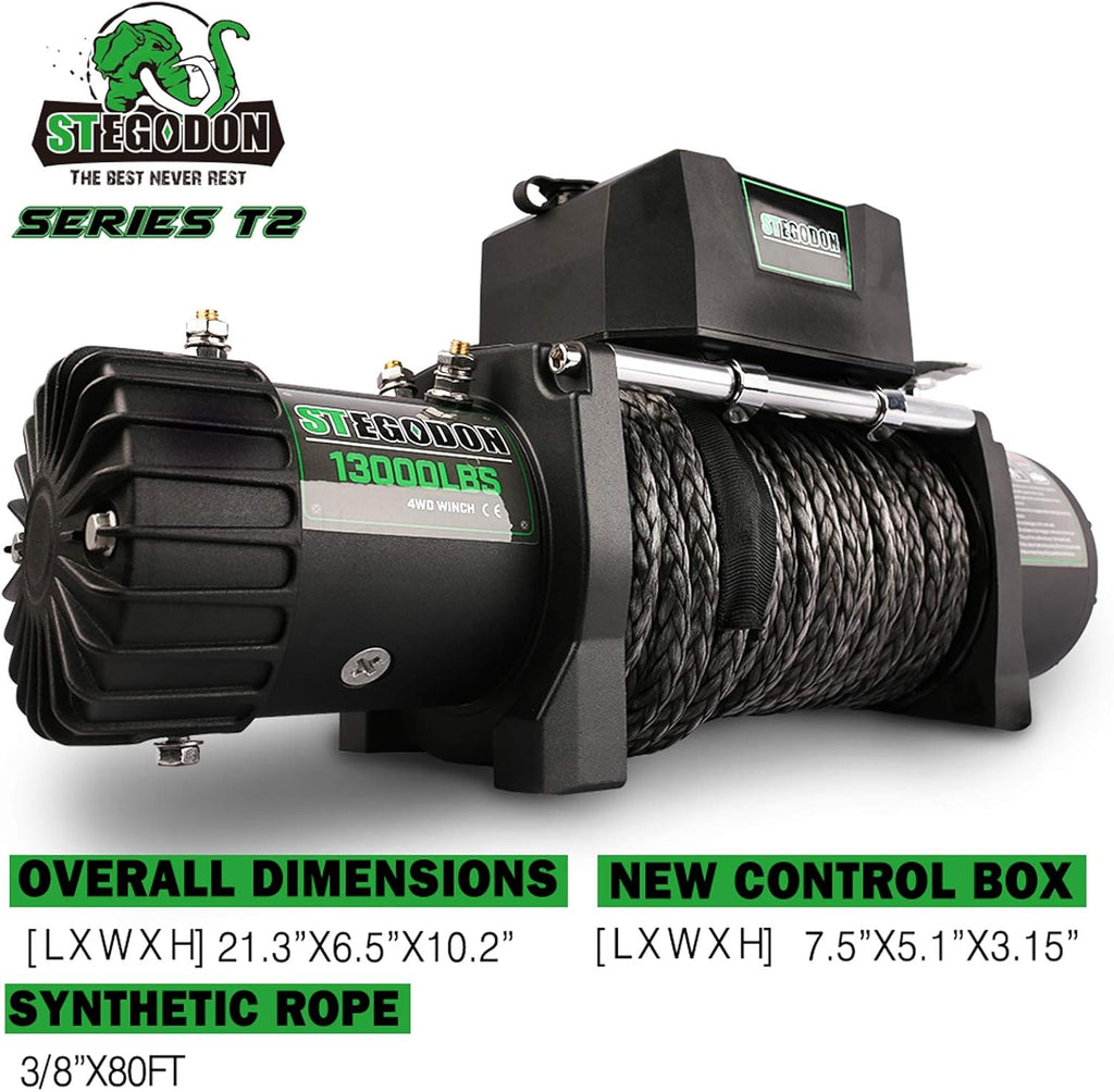 13000 lb. Load Capacity 12V Synthetic Rope Electric Winch with Hawse Fairlead U32012