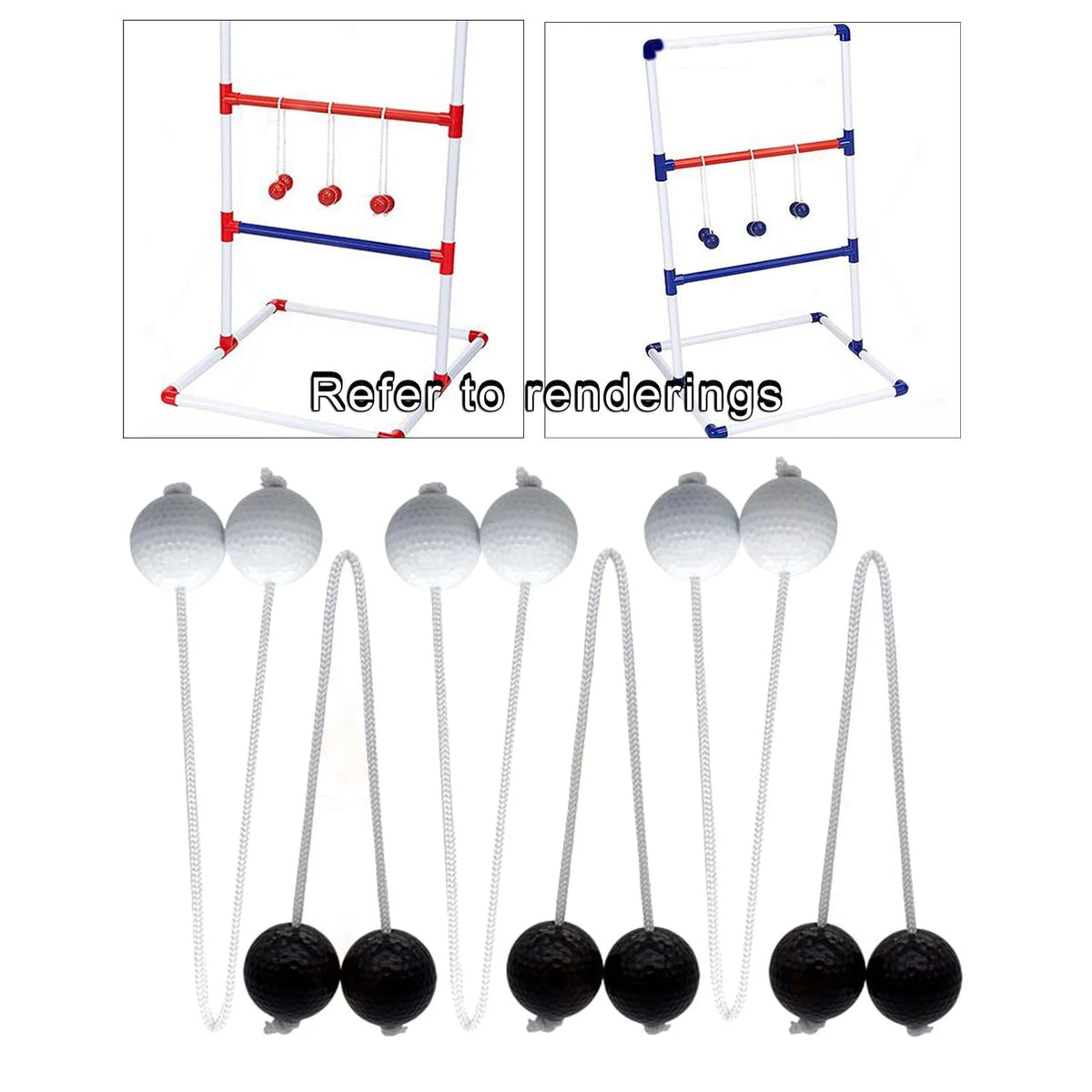 Ladder Toss Game with Golf Balls, Black and White Y616526