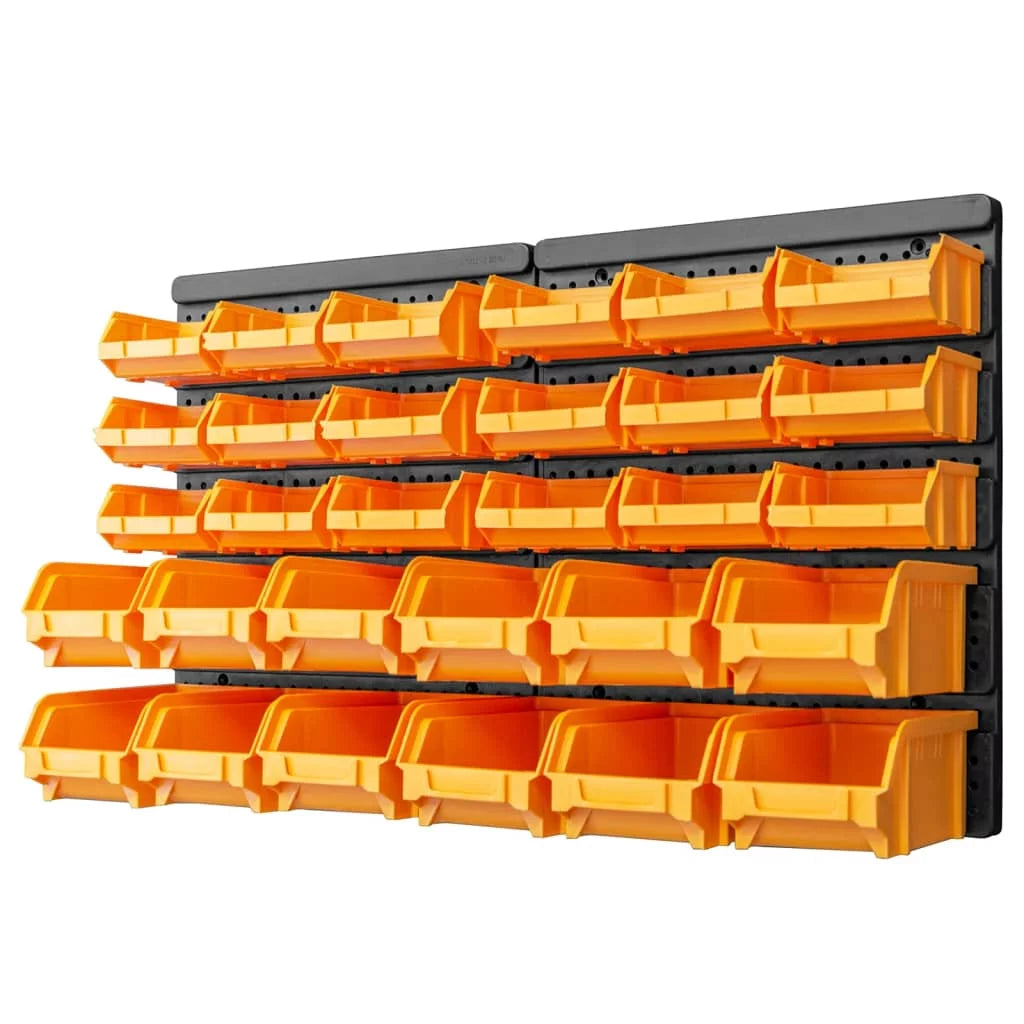 32 Piece Storage Bin Kit with Wall Panels Yellow and Black C49395