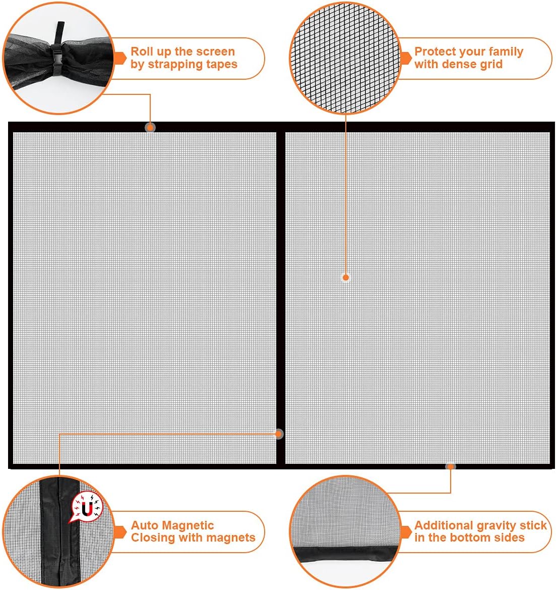 Black Fiberglass Mesh Garage Door Screen L4190