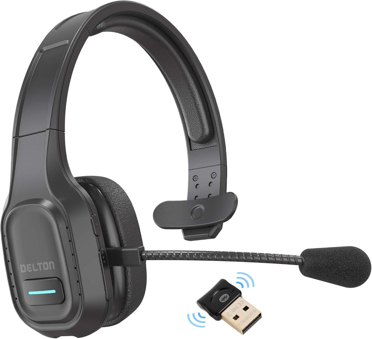 Wireless Computer Headset with Mic, On Ear Bluetooth 5.0, 30 Hour Talk Time, 1-Pack T7535