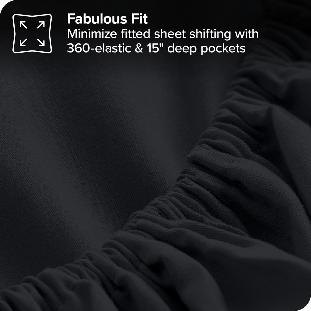 7-Piece Bed-in-a-Bag Full XL Black Sheet Set X246