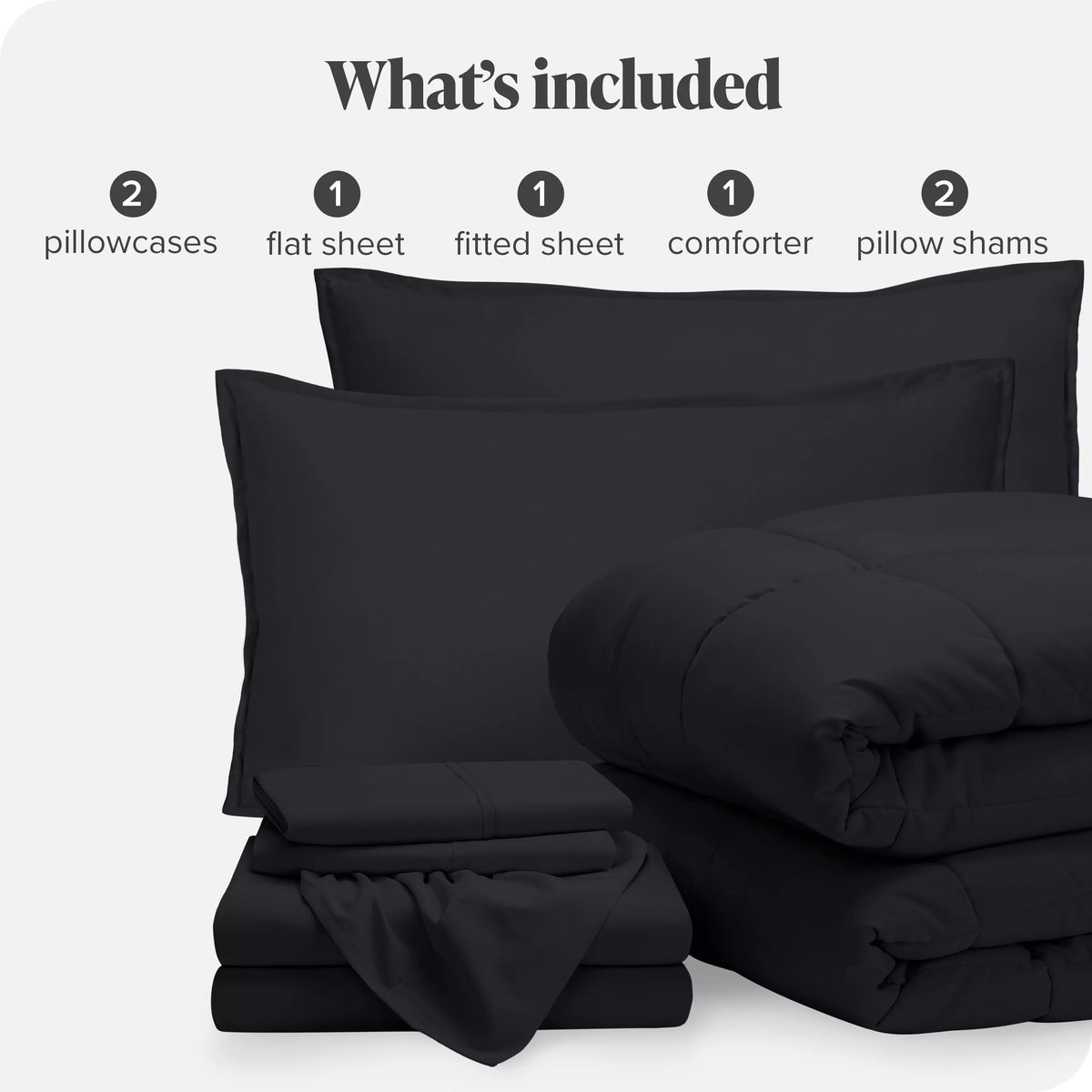 7-Piece Bed-in-a-Bag Full XL Black Sheet Set X246