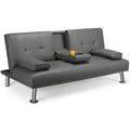 Gray Faux Leather Futon Sofa Bed S251