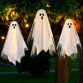 3 Pack 12" Lighted Hanging Ghost Halloween Decorations with Sheer Gauze N4580