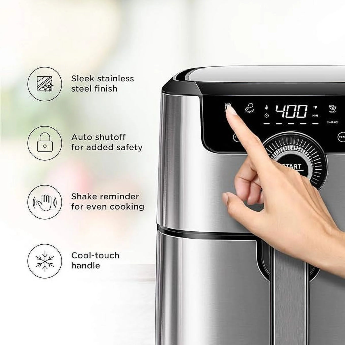 Air Fryer 4.5 Qt Dual Control Temperature Silver Z457398